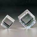 beveled standing crystal glass cube paper weight